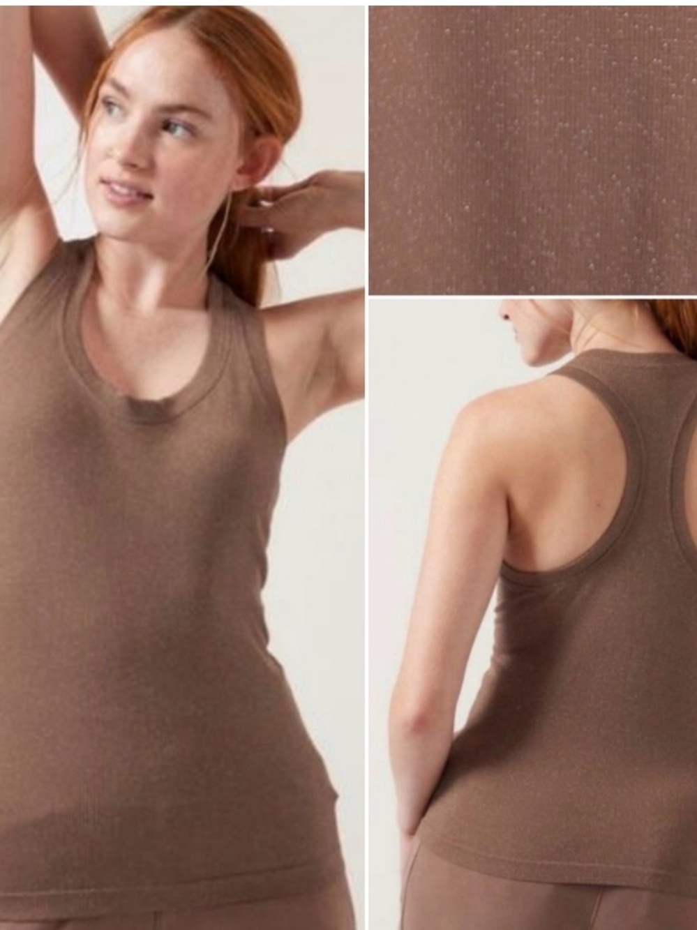 NWOT Athleta Momentum Seamless Racerback Tank Top in Brown Shimmer. xL